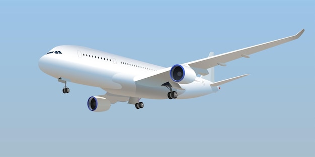 The airliner took off into the sky Vector