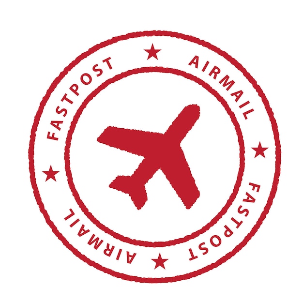 Airmail Stamp는 국제 우편 배달 아이콘 플랫 벡터를 보여줍니다.