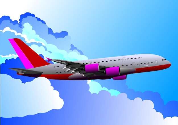 Airplane in air vector 3d illustration for designers