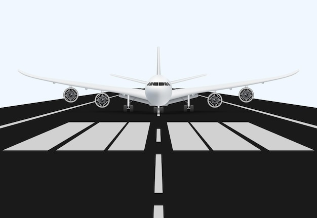 Vector airplane on airport runway for take off