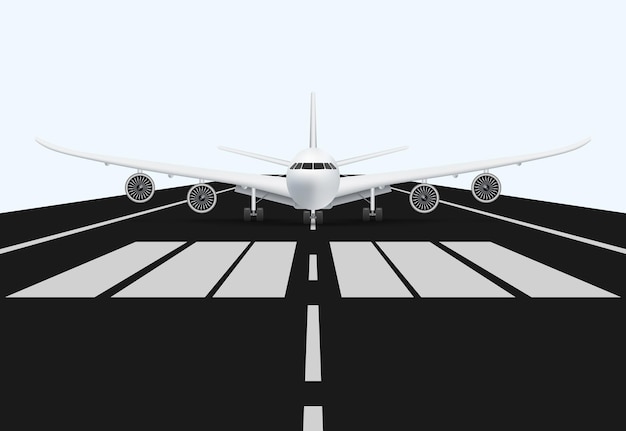 離陸のための空港滑走路の飛行機