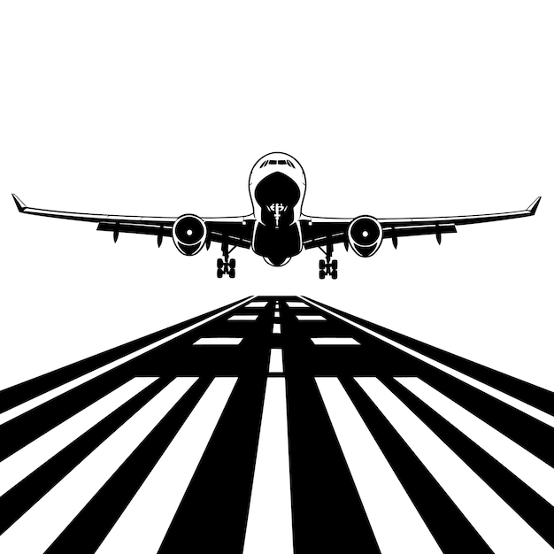 Vector airplane airport runway takeoff vector and airplane vector icon logo type style