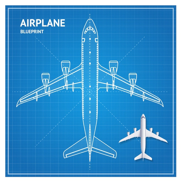 Cianografia aereo piano vista dall'alto vettore