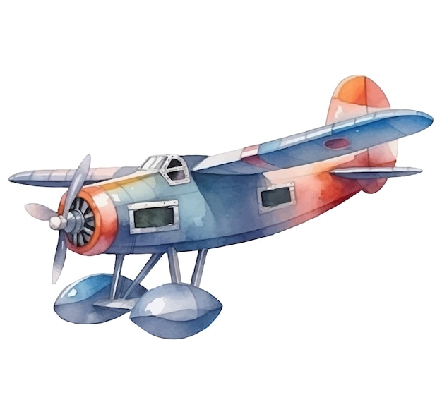 airplane cartoon in watercolor style illustration