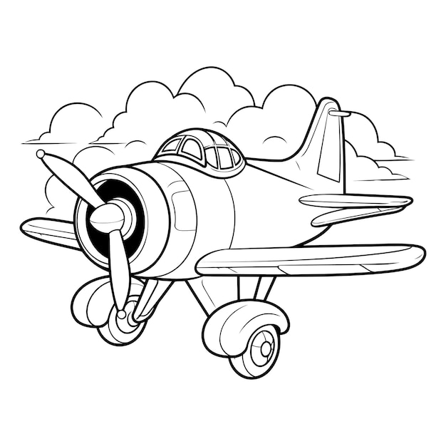 Airplane in the clouds Coloring book for children