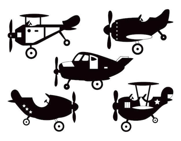 Airplane Collections isolated vector Silhouettes