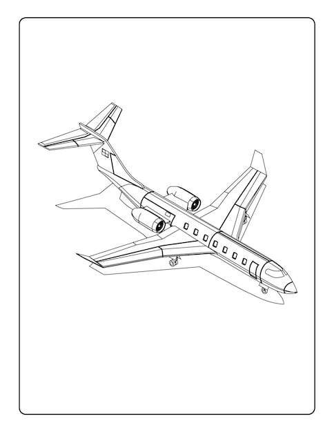 ベクトル かわいい飛行機の白黒アクティビティワークシートを持つ子供のための飛行機の着色ページ