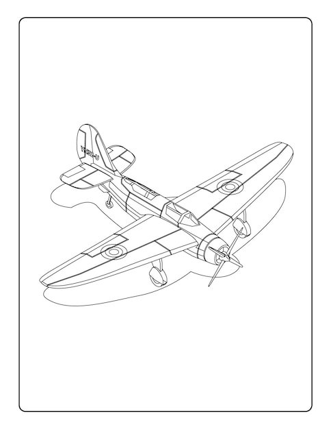 かわいい飛行機の白黒アクティビティワークシートを持つ子供のための飛行機の着色ページ