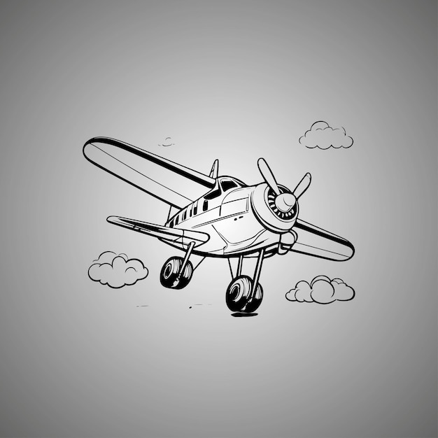 Vector airplane coloring pages for kids vector line art illustration