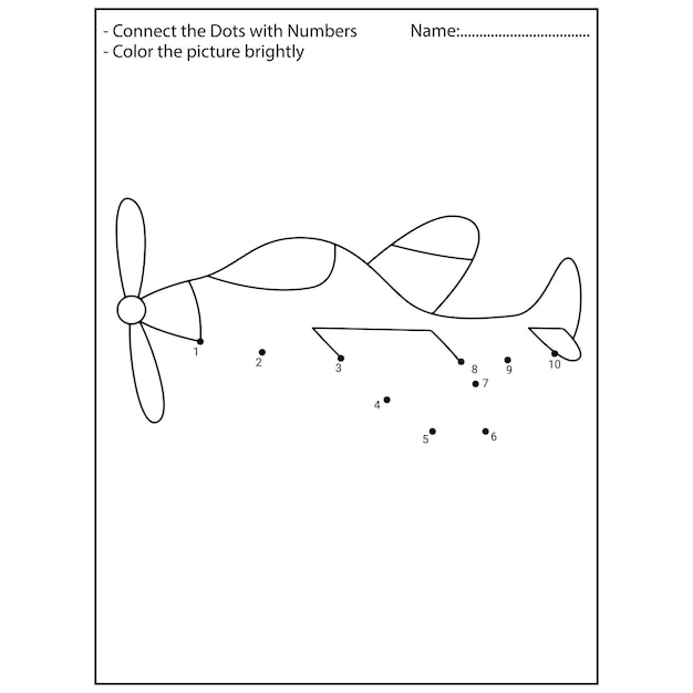 Airplane Connect The Dots kindergarten Activities