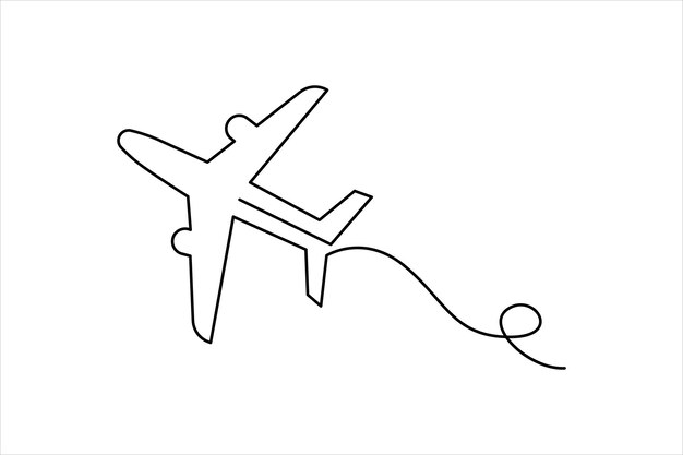 Airplane Continuous Single Line art Vectors Illustration design