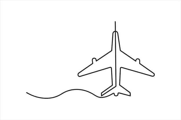 비행기 연속 단선 미술 터 일러스트레이션 디자인