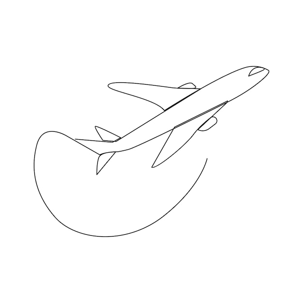 Airplane continuous single line art vettori e disegni di illustrazioni