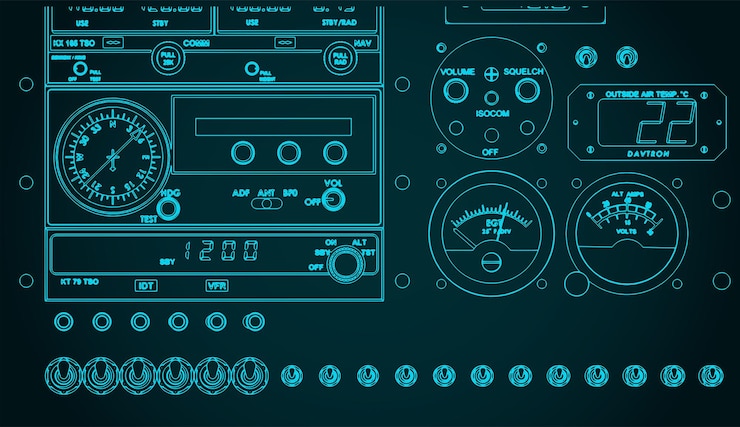 Vector airplane control dashboard