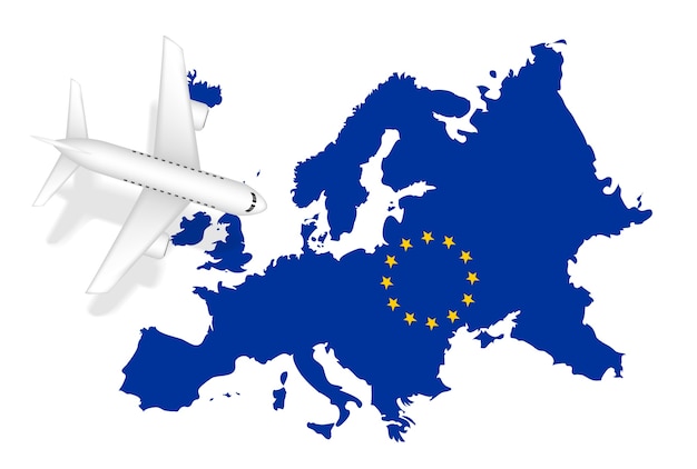 ベクトル 飛行機の飛行機は、ヨーロッパ地図上のヨーロッパへの飛行