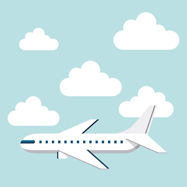 Vector airplane flying isolated icon