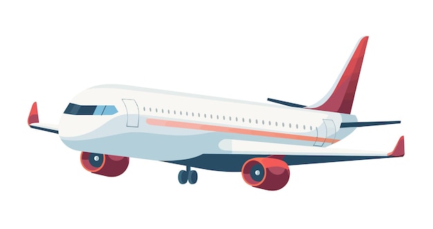 Самолет летит воздушный транспорт самолета в полете изолированный на белом фоне векторная карикатура