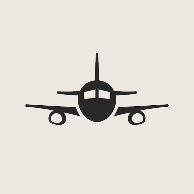 Vector airplane front view vector icon. passenger aircraft icon.