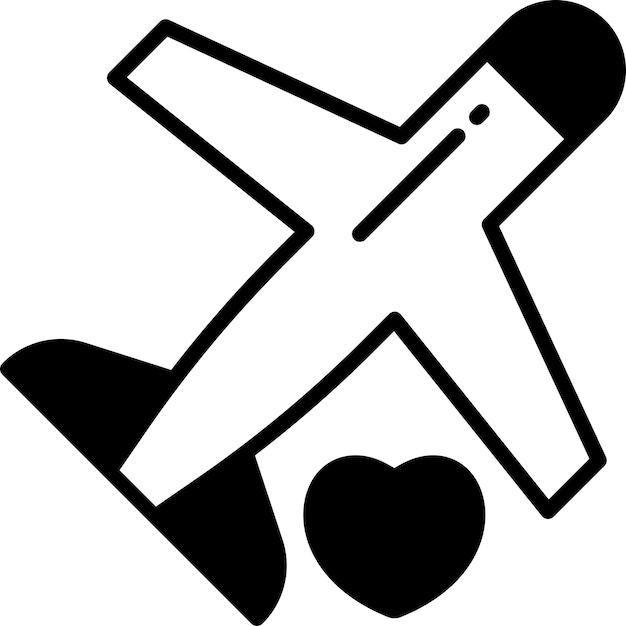 Airplane glyph and line vector illustration