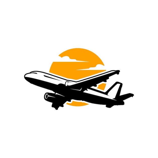 airplane hand drawn silhouette vector illustration in the sky