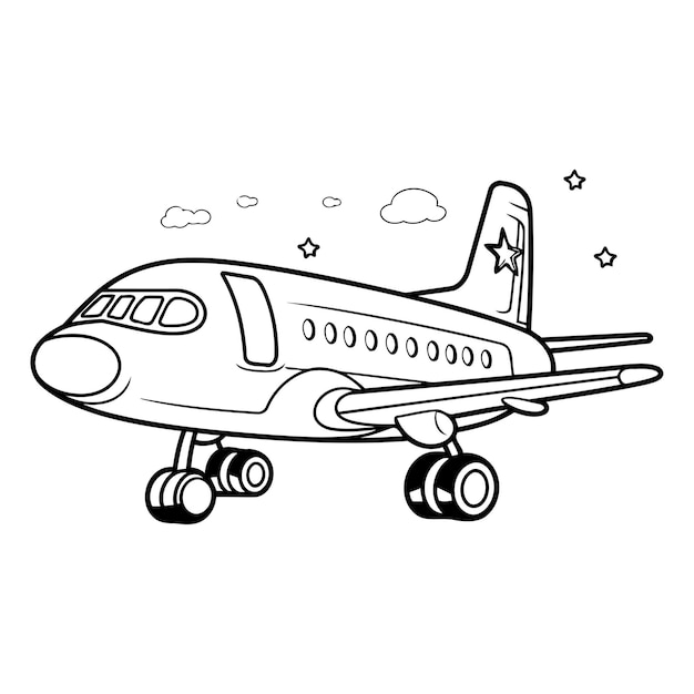 Vector airplane icon coloring book for children