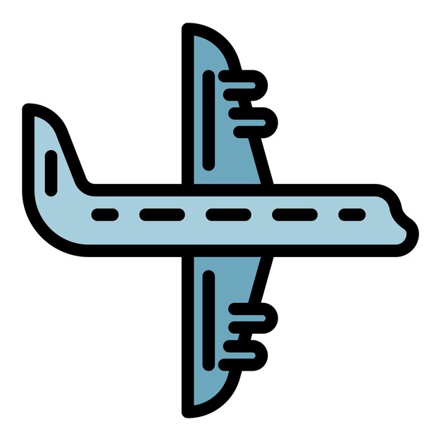 Vector airplane icon outline airplane vector icon color flat isolated