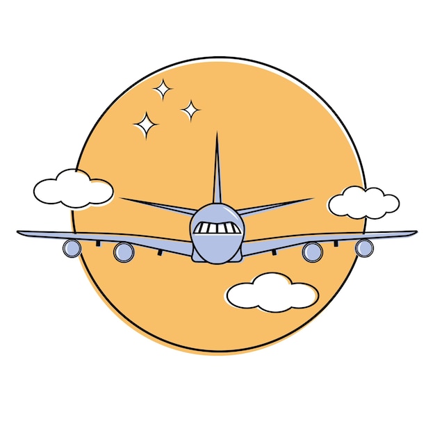 Иллюстрация изолированного вектора самолета в небе