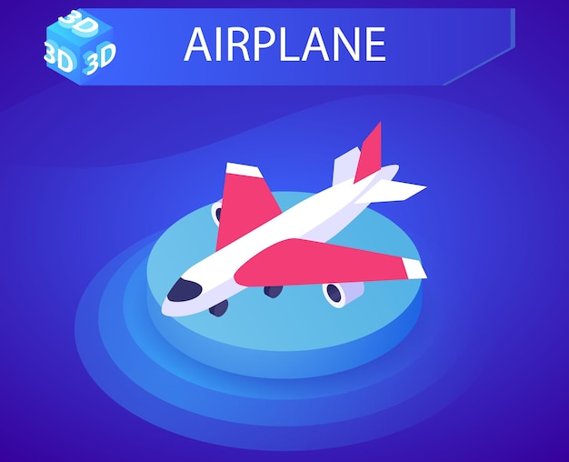 Airplane isometric design icon Vector web illustration 3d colorful concept