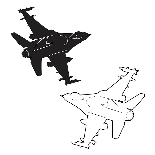 Airplane line art handmade silhouette