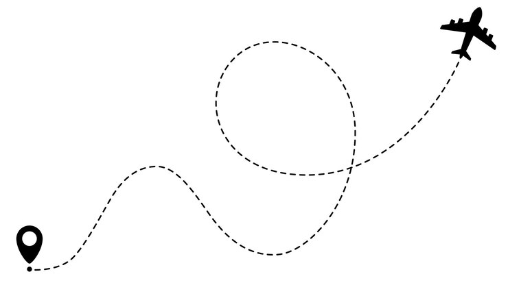 Vector airplane line path routes travel vector icon travel from start point and dotted line tracing