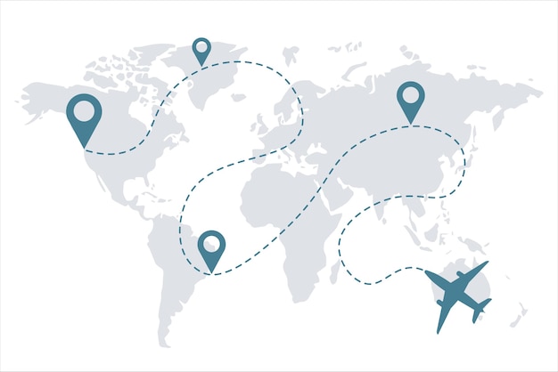 airplane line path vector icons of air plane flight routes with start points and dash line traces