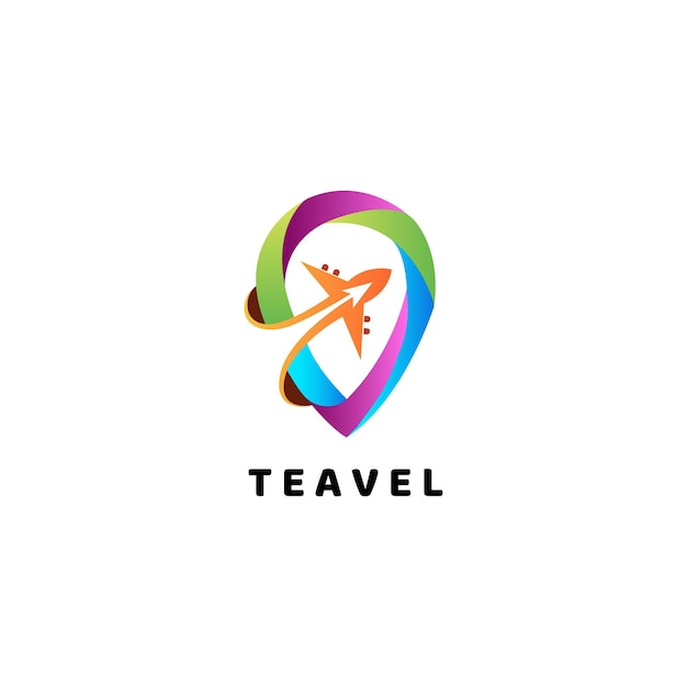 Вектор Логотип самолета и значки путешествий, логотип местоположения