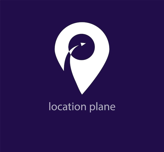 Логотип самолета внутри значка местоположения Креативный вектор шаблона логотипа местоположения полета