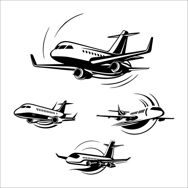 Airplane logo set collection bundle sticker sillouette