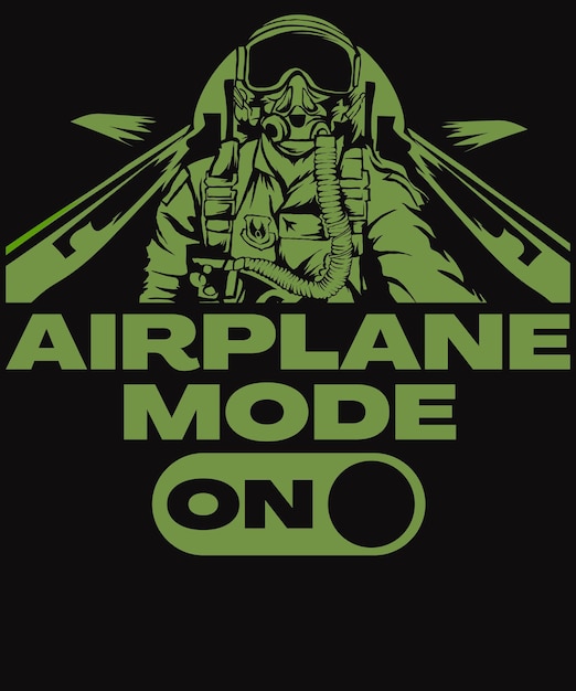 Airplane mode on tshirt design vector illustration