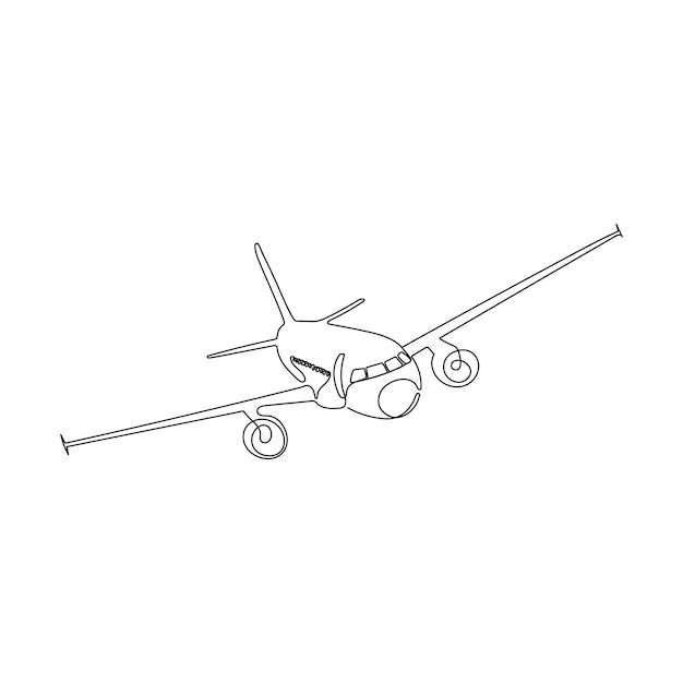 Vector airplane in one line drawing style. minimalism hand drawn vector illustration.