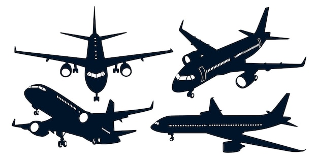 ベクトル 飛行機や航空機のシルエット ベクトルアート