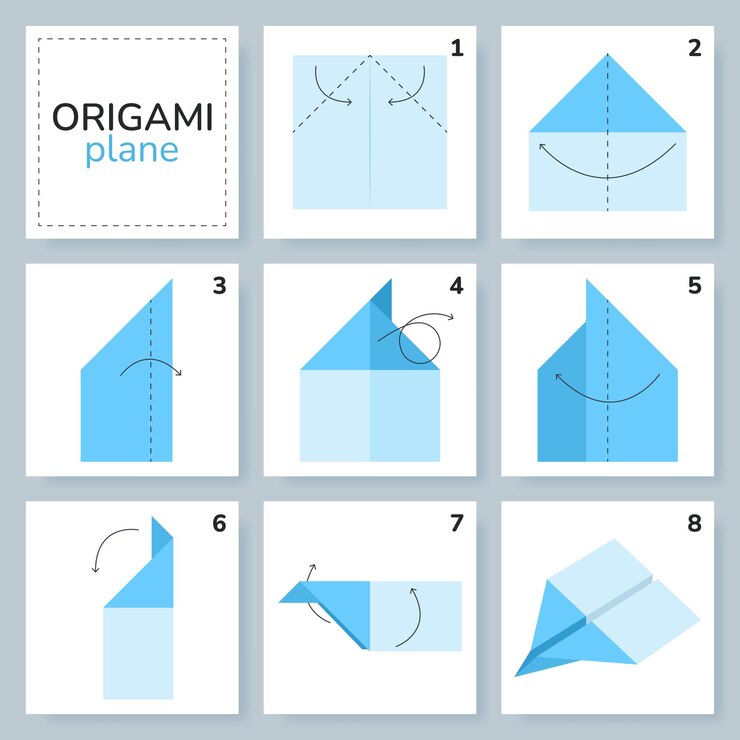 Airplane origami scheme tutorial moving model Origami for kids Step by step
