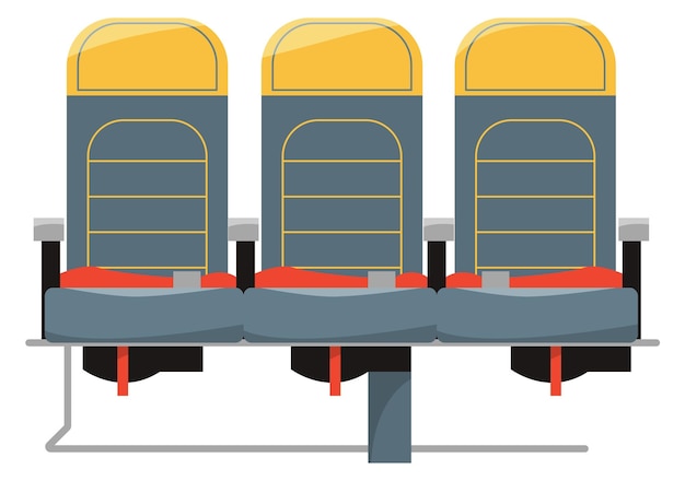 Вектор Пассажирские сиденья в самолете икона мультфильма туристический рейс