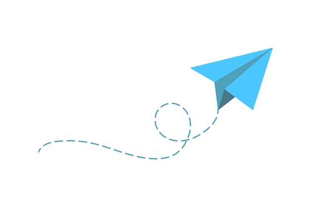 airplane route in the dotted line shape travel concept paper airplane path vector illustration