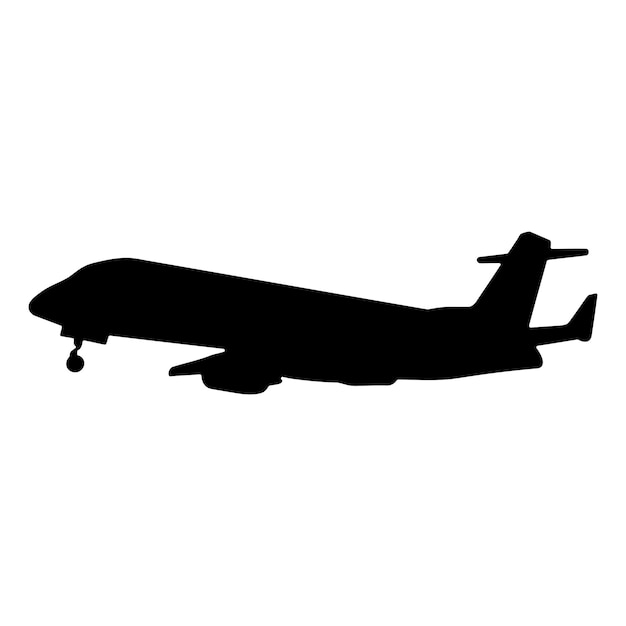 Airplane silhouette airplane in flight takeoff running landing silhouette airplane vector