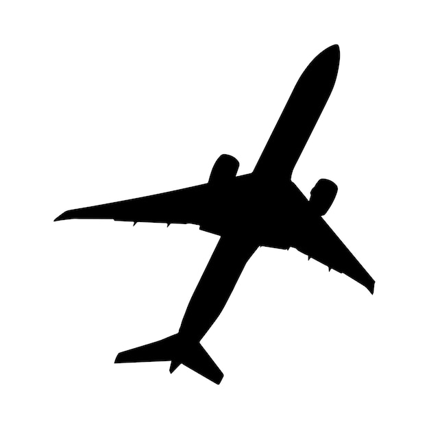 airplane silhouette black isolated in white background vector illustration