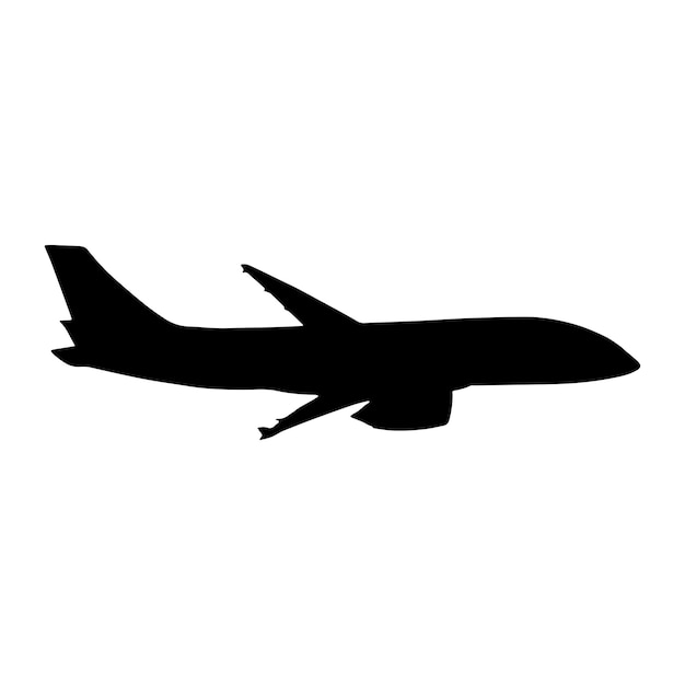 airplane silhouette black isolated in white background vector illustration