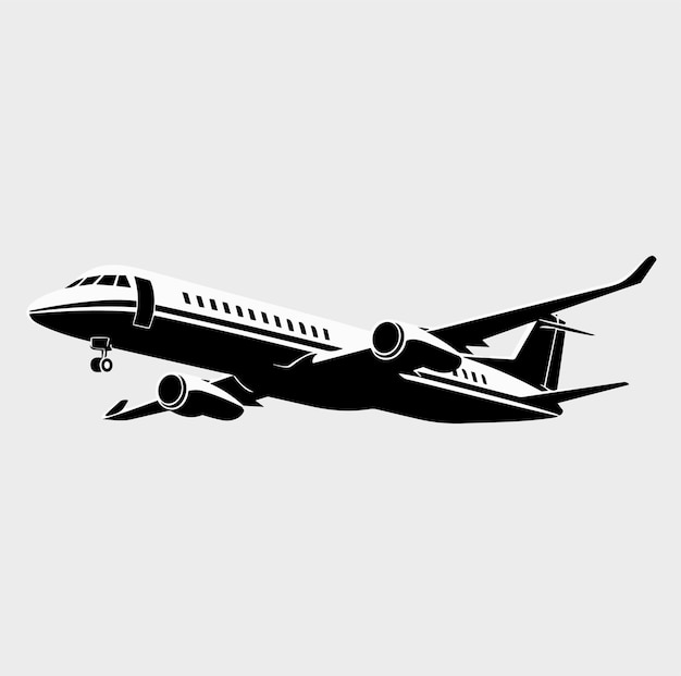 Силуэт самолета на белом фоне векторная иллюстрация