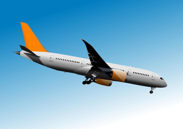 Vector airplane silhouettes landing vector color 3d illustration