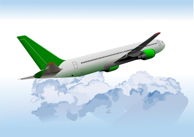 Vector airplane silhouettes take off vector color 3d illustration