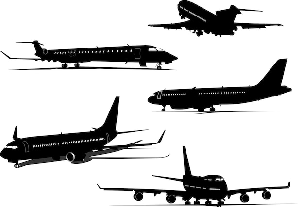 Airplane silhouettes Vector illustration for designers