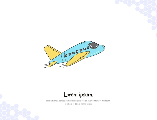 airplane simple doodle flat vector art for wall decoration landscape