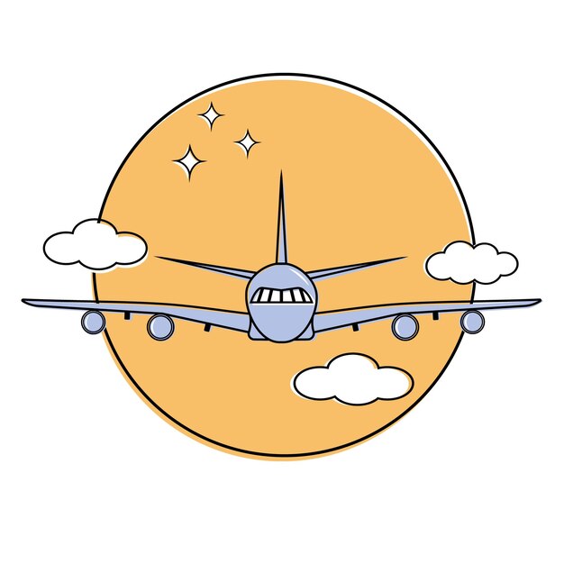 Vector airplane in the sky isolated vector illustration