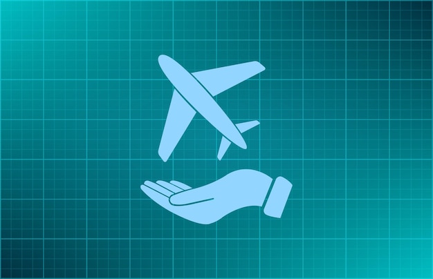 Airplane symbol Vector illustration on blue background Eps 10